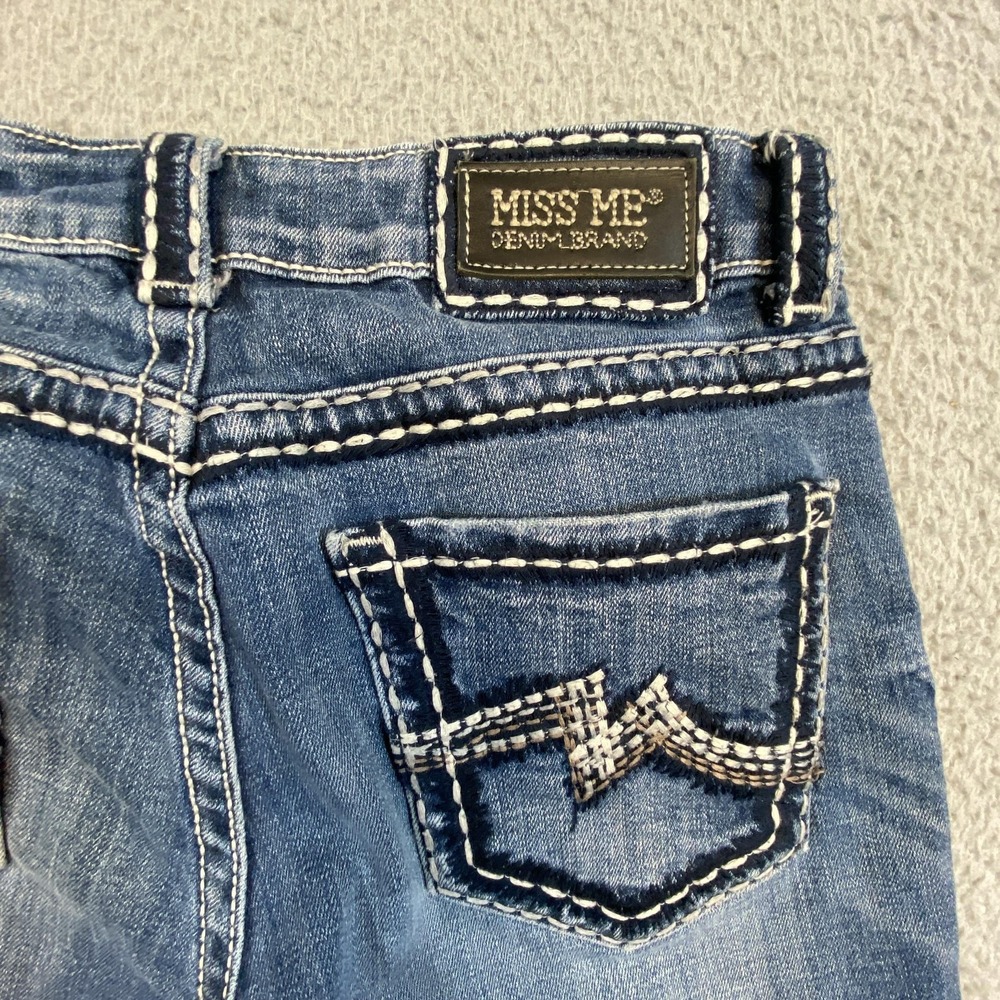 Miss Me Jeans‎ Womens 28 Blue Boyfriend Capri Distressed Contrast Stitching - Picture 3 of 12